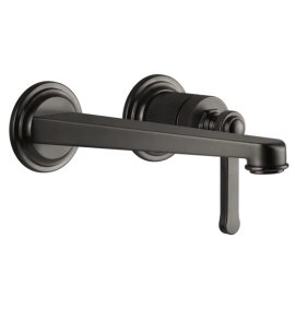 Gessi Venti20 Bateria umywalkowa ścienna z wylewką 21,5 cm element zewnętrzny black metal brushed pvd 65089.707