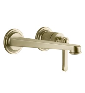 Gessi Venti20 Bateria umywalkowa ścienna z wylewką 21,5 cm element zewnętrzny brass brushed pvd 65089.727