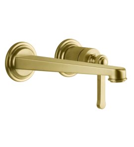 Gessi Venti20 Bateria umywalkowa ścienna z wylewką 21,5 cm element zewnętrzny gold brushed pvd 65089.716