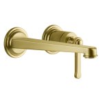 Gessi Venti20 Bateria umywalkowa ścienna z wylewką 21,5 cm element zewnętrzny gold brushed pvd 65089.716