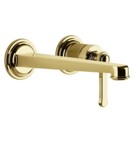 Gessi Venti20 Bateria umywalkowa ścienna z wylewką 21,5 cm element zewnętrzny gold pvd 65089.246