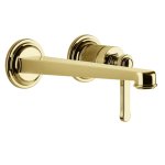 Gessi Venti20 Bateria umywalkowa ścienna z wylewką 21,5 cm element zewnętrzny gold pvd 65089.246