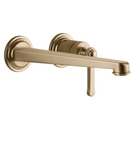 Gessi Venti20 Bateria umywalkowa ścienna z wylewką 25,6 cm element zewnętrzny warm bronze brushed pvd 65088.726