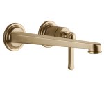 Gessi Venti20 Bateria umywalkowa ścienna z wylewką 25,6 cm element zewnętrzny warm bronze brushed pvd 65088.726