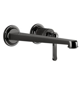 Gessi Venti20 Bateria umywalkowa ścienna z wylewką 25,6 cm element zewnętrzny black metal pvd 65088.706