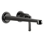 Gessi Venti20 Bateria umywalkowa ścienna z wylewką 25,6 cm element zewnętrzny black metal pvd 65088.706