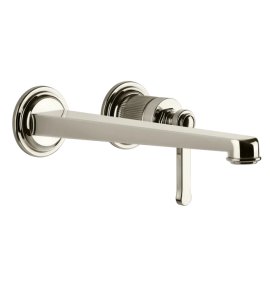 Gessi Venti20 Bateria umywalkowa ścienna z wylewką 25,6 cm element zewnętrzny nickel pvd 65088.720