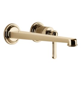 Gessi Venti20 Bateria umywalkowa ścienna z wylewką 25,6 cm element zewnętrzny warm bronze pvd 65088.735