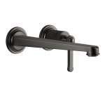 Gessi Venti20 Bateria umywalkowa ścienna z wylewką 25,6 cm element zewnętrzny black metal brushed pvd 65088.707