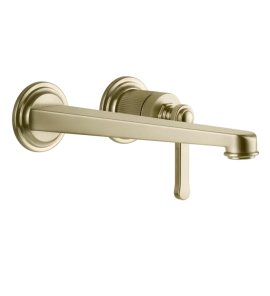 Gessi Venti20 Bateria umywalkowa ścienna z wylewką 25,6 cm element zewnętrzny brass brushed pvd 65088.727