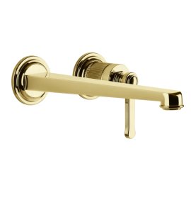 Gessi Venti20 Bateria umywalkowa ścienna z wylewką 25,6 cm element zewnętrzny gold pvd 65088.246