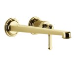 Gessi Venti20 Bateria umywalkowa ścienna z wylewką 25,6 cm element zewnętrzny gold pvd 65088.246