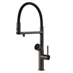 Gessi Vita Bateria zlewozmywakowa jednouchwytowa hot/cold black metal brushed 60722.707