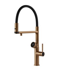 Gessi Vita Bateria zlewozmywakowa jednouchwytowa hot/cold warm bronze brushed 60722.726