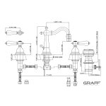 Graff Adley Bateria bidetowa 3-otworowa z korkiem Chrom E-2561-LC1