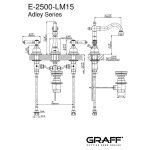 Graff Adley Bateria umywalkowa 3-otworowa z korkiem Chrom E-2500-LM15