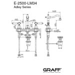 Graff Adley Bateria umywalkowa 3-otworowa z korkiem Chrom E-2500-LM34