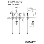 Graff Adley Bateria umywalkowa 3-otworowa z korkiem Chrom E-3800-LM15