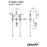 Graff Adley Bateria umywalkowa 3-otworowa z korkiem Chrom E-3800-LM34