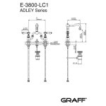 Graff Adley Bateria umywalkowa 3-otworowa z korkiem Chrom E-3800-LC1