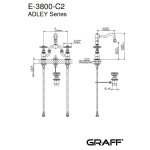 Graff Adley Bateria umywalkowa 3-otworowa z korkiem Chrom E-3800-C2