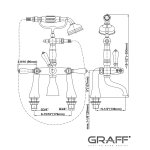 Graff Adley Bateria wannowa 2-otworowa montowana na brzegu wanny z zestawem prysznicowym Chrom E-3890-LM34