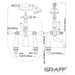 Graff Adley Bateria wannowa 2-otworowa montowana na brzegu wanny z zestawem prysznicowym Chrom E-3893-LM34