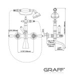 Graff Adley Bateria wannowo-natryskowa ścienna z zestawem prysznicowym Chrom E-3853-LM15