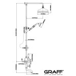 Graff Adley Bateria wannowo-natryskowa termostatyczna ścienna z deszczownicą Ø 210 mm na ramieniu i zestawem prysznicowym Chrom ED4.01-LM15S