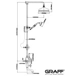 Graff Adley Bateria wannowo-natryskowa termostatyczna ścienna z deszczownicą Ø 210 mm na ramieniu i zestawem prysznicowym Chrom ED4.01-LC1S