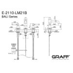 Graff Bali Bateria umywalkowa 3-otworowa z korkiem Chrom E-2110-LM21B