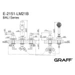 Graff Bali Bateria wannowa 5-otworowa z zestawem prysznicowym Chrom E-2151-LM21B