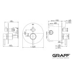 Graff Bateria natryskowa podtynkowa z przełącznikiem 2-drożnym - element zewnętrzny Chrom E-17021-LM56N-T