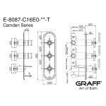 Graff Camden Bateria natryskowa termostatyczna 3-uchwytowa podtynkowa - element zewnętrzny Chrom E-8087-C16E0-T
