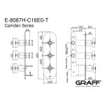Graff Camden Bateria natryskowa termostatyczna 3-uchwytowa podtynkowa - element zewnętrzny Chrom E-8087H-C16E0-T