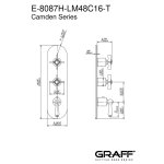 Graff Camden Bateria natryskowa termostatyczna 3-uchwytowa podtynkowa - element zewnętrzny Chrom E-8087H-LM48C16-T