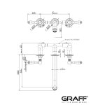 Graff Camden Bateria umywalkowa 3-otworowa podtynkowa 226 mm - element zewnętrzny Chrom E-6931-LM48B-T