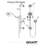 Graff Finezza Uno Zestaw natryskowy termostatyczny podtynkowy z deszczownicą Ø 228 mm z zestawem prysznicowym na drążku - element zewnętrzny Chrom UNO03