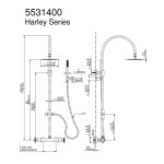 Graff Harley Bateria natryskowa termostatyczna ścienna z deszczownicą na kolumnie Ø 202 mm z zestawem natryskowym Chrom EX-8940-C19T