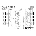 Graff Harley Bateria natryskowa podtynkowa 4-uchwytowa - element zewnętrzny Chrom E-8058-C19E0-T