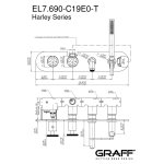 Graff Harley Bateria termostatyczna wannowo-natryskowa podtynkowa z zestawem natryskowym - element zewnętrzny Chrom EL7.690H-C19E0-T