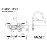 Graff Harley Bateria wannowa 3-otworowa bez zestawu prysznicowego Chrom E-6152-LM57B