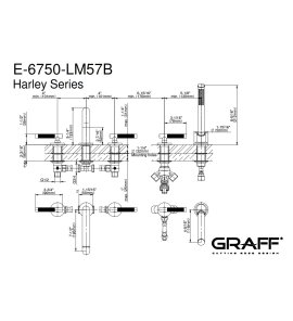 Graff Harley Bateria wannowa 5-otworowa z zestawem prysznicowym Chrom E-6751-C19B