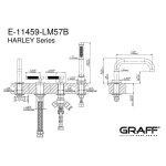 Graff Harley Bateria wannowa 4-otworowa PROGRESSIVE z zestawem prysznicowym Chrom E-11459-LM57B