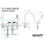 Graff Harley Bateria wannowa 4-otworowa PROGRESSIVE z zestawem prysznicowym Chrom E-11469-LM57B