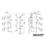 Graff Immersion Bateria natryskowa podtynkowy 3-uchwytowa - element zewnętrzny Chrom E-8057-LM40E0-T