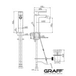 Graff Incanto Bateria bidetowa jednouchwytowa z korkiem automatycznym Chrom E-11260D-LM55