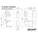 Graff Luna Bateria natryskowa podtynkowy 2-uchwytowa - element zewnętrzny Chrom E-8048-LM36E0-T