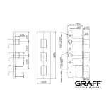 Graff Luna Bateria natryskowa podtynkowy 3-uchwytowa - element zewnętrzny Chrom E-8057-LM36E0-T