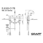 Graff M.E./M.E.25 Bateria bidetowa 3-otworowa z korkiem automatycznym Chrom E-6163-C17B